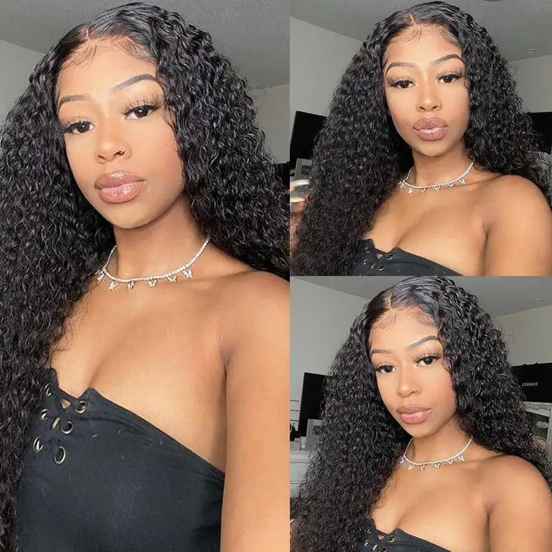 Deep Curly 4x4 Lace Closure Wig  180% Virgin Human Hair Wig