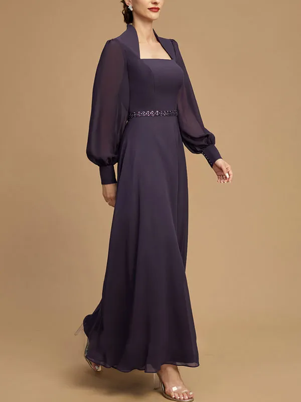 Ankle-Length Chiffon Mother of the Bride Dress With Beading Sequins