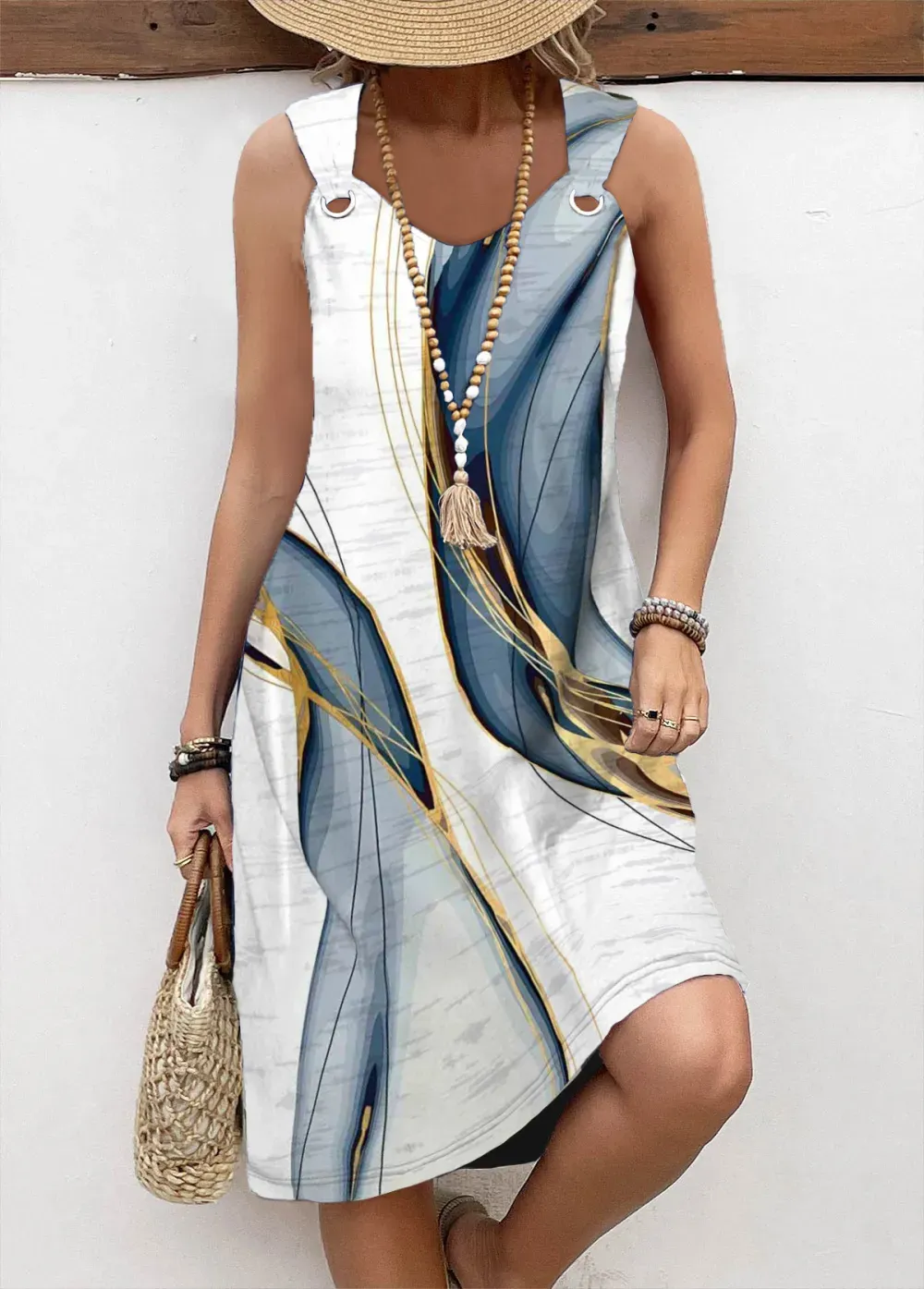 2024 NEW TRENDS Tribal Print A Line Sleeveless Dress