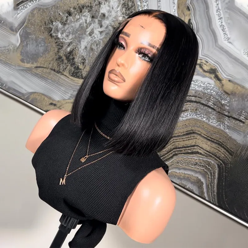Affordable #1 Jet Black Human Hair Bob Wigs Straight Short Bob Wigs For Women