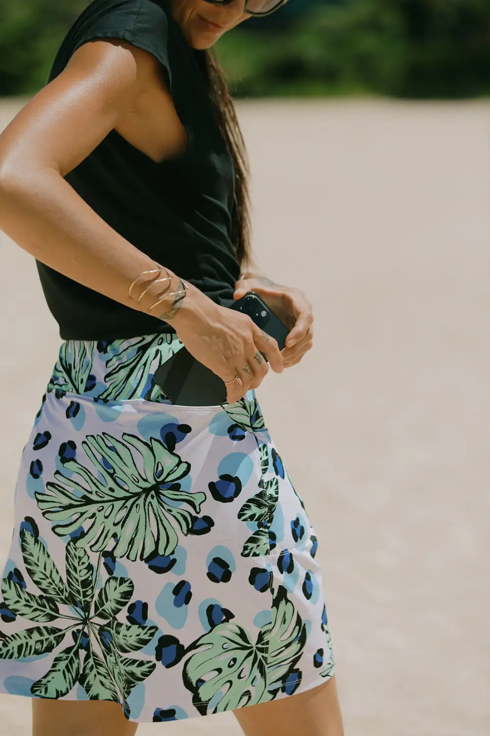 Havana Printed Pull-On Skort With Pockets-Havana