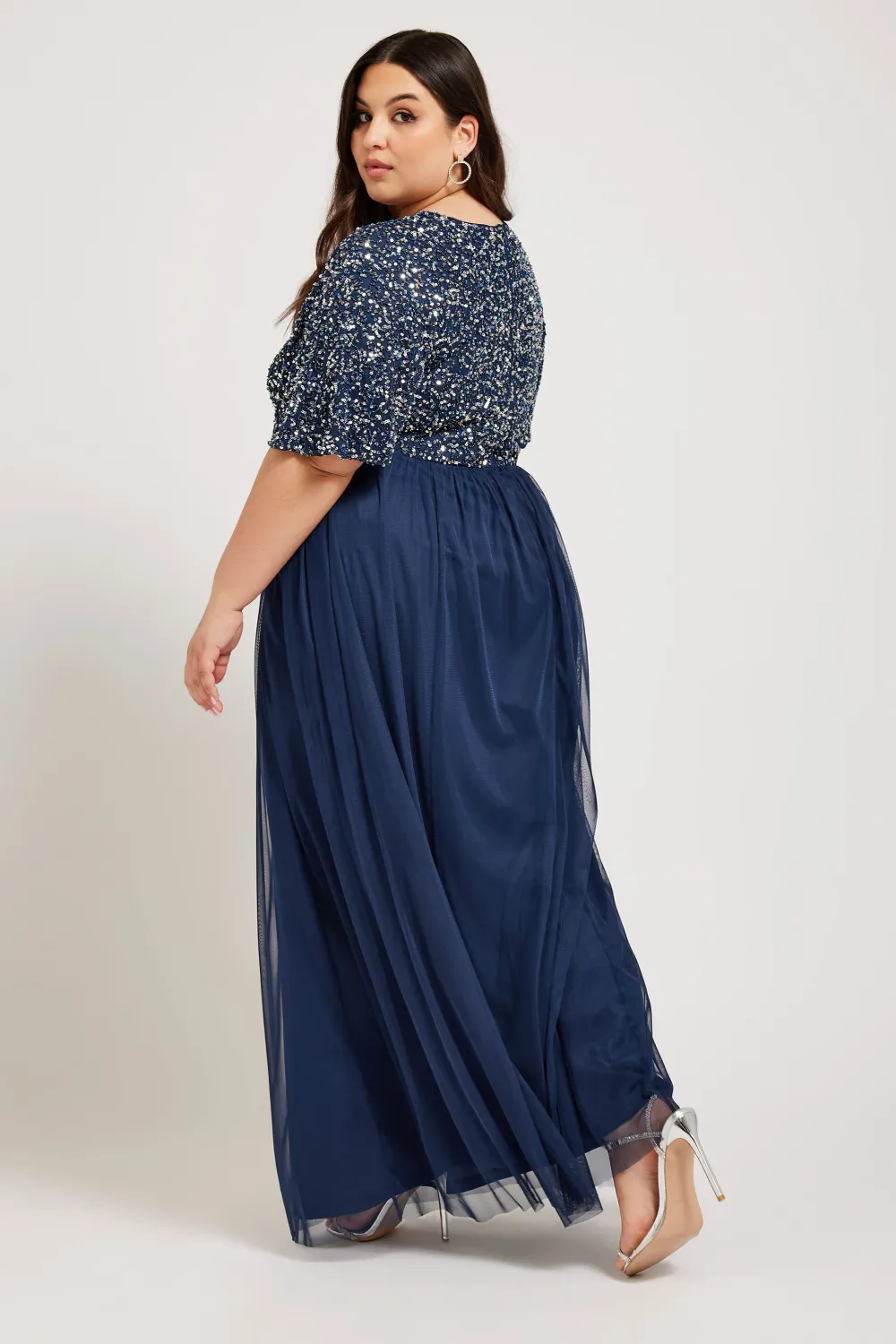 LUXE Curve Forest Green Sequin Hand Embellished Maxi Dress