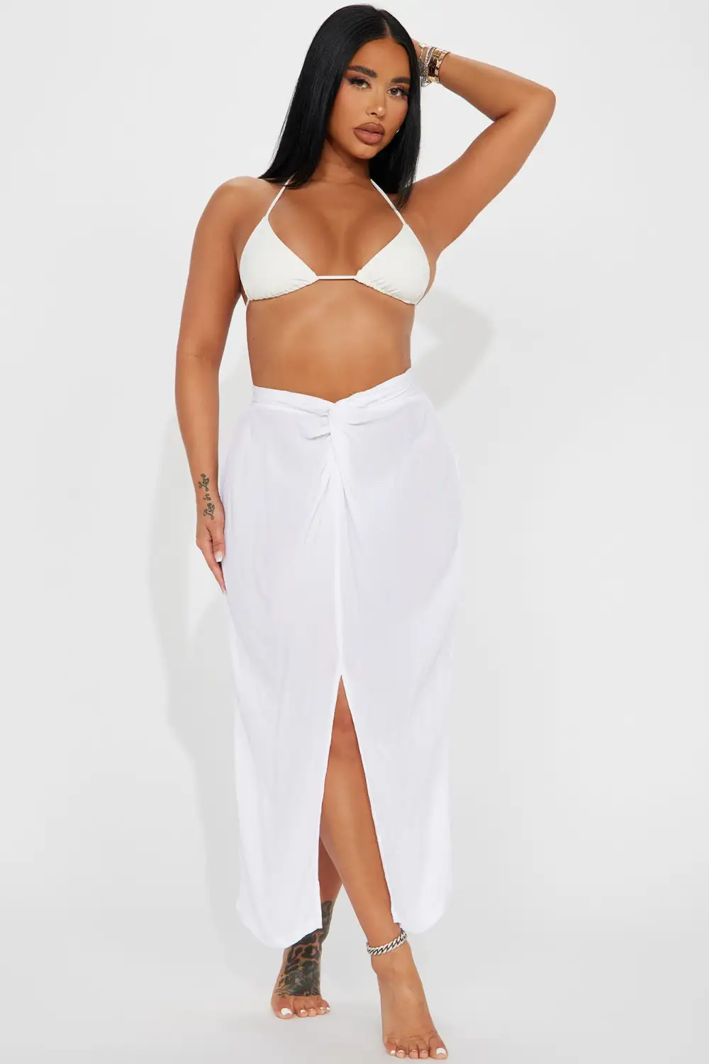 Breezy Nights Linen Swim Cover Up Skirt - White