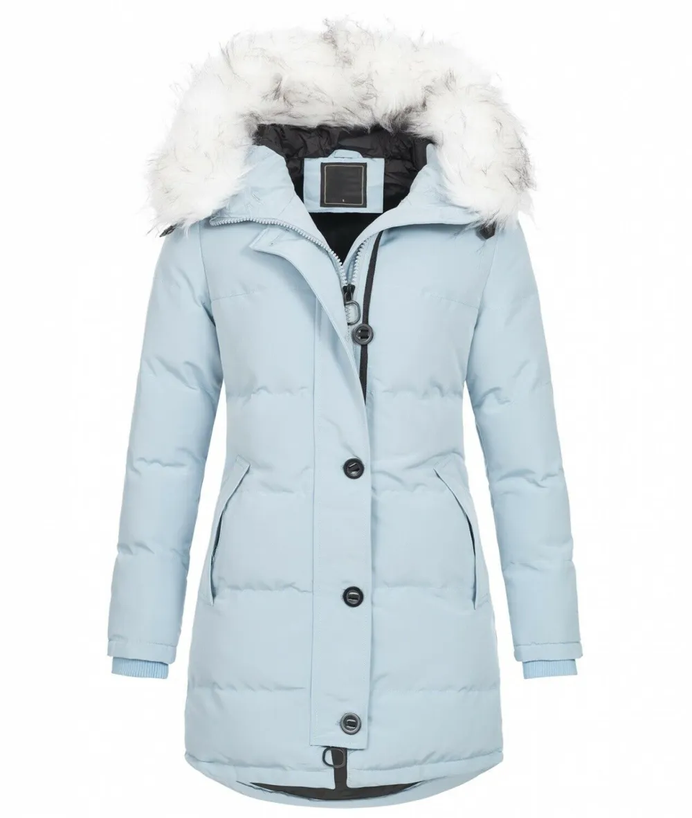 Fashion ladies parka coat with fur collar