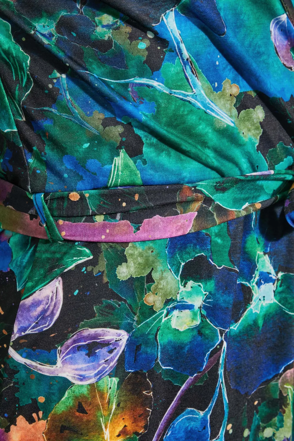 LTS Tall Black & Blue Floral Midi Wrap Dress