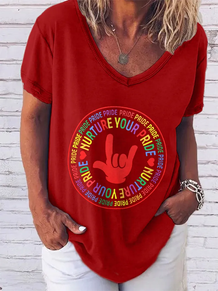 Women'S Pride Month V-Neck Short-Sleeved T-Shirt