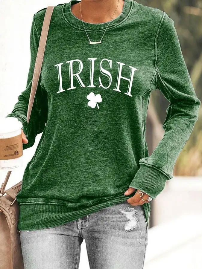 Women's St. Patrick's Day Irish Clover Print Sweatshirt