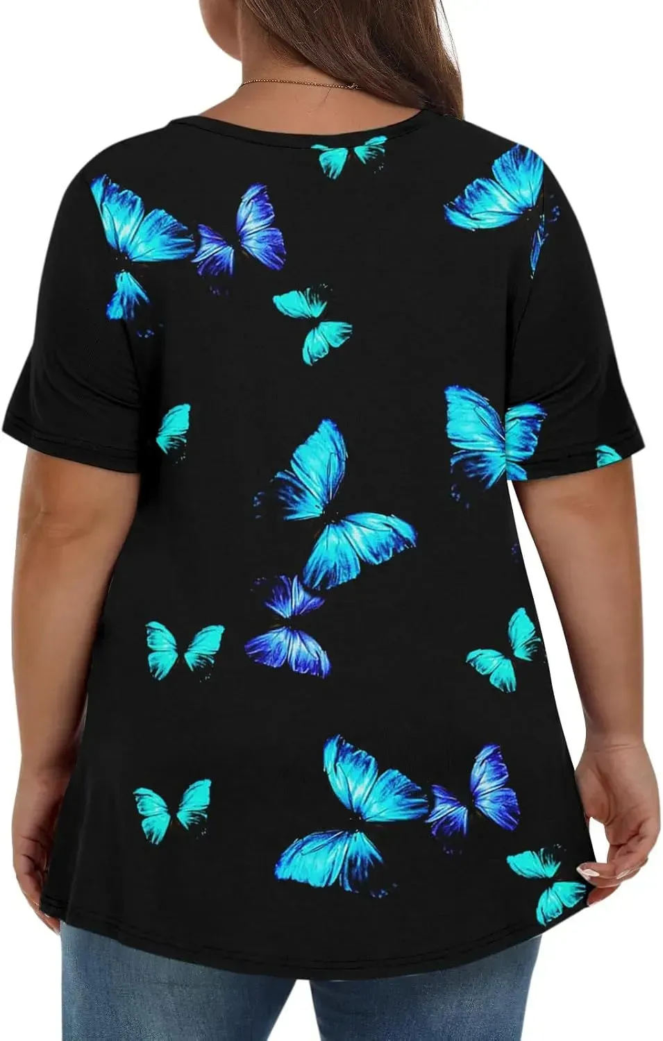 Plus Size Tops for Women Dressy Short Sleeve V Neck Shirts for Women Summer Tops for Women 2024 Floral Print Top