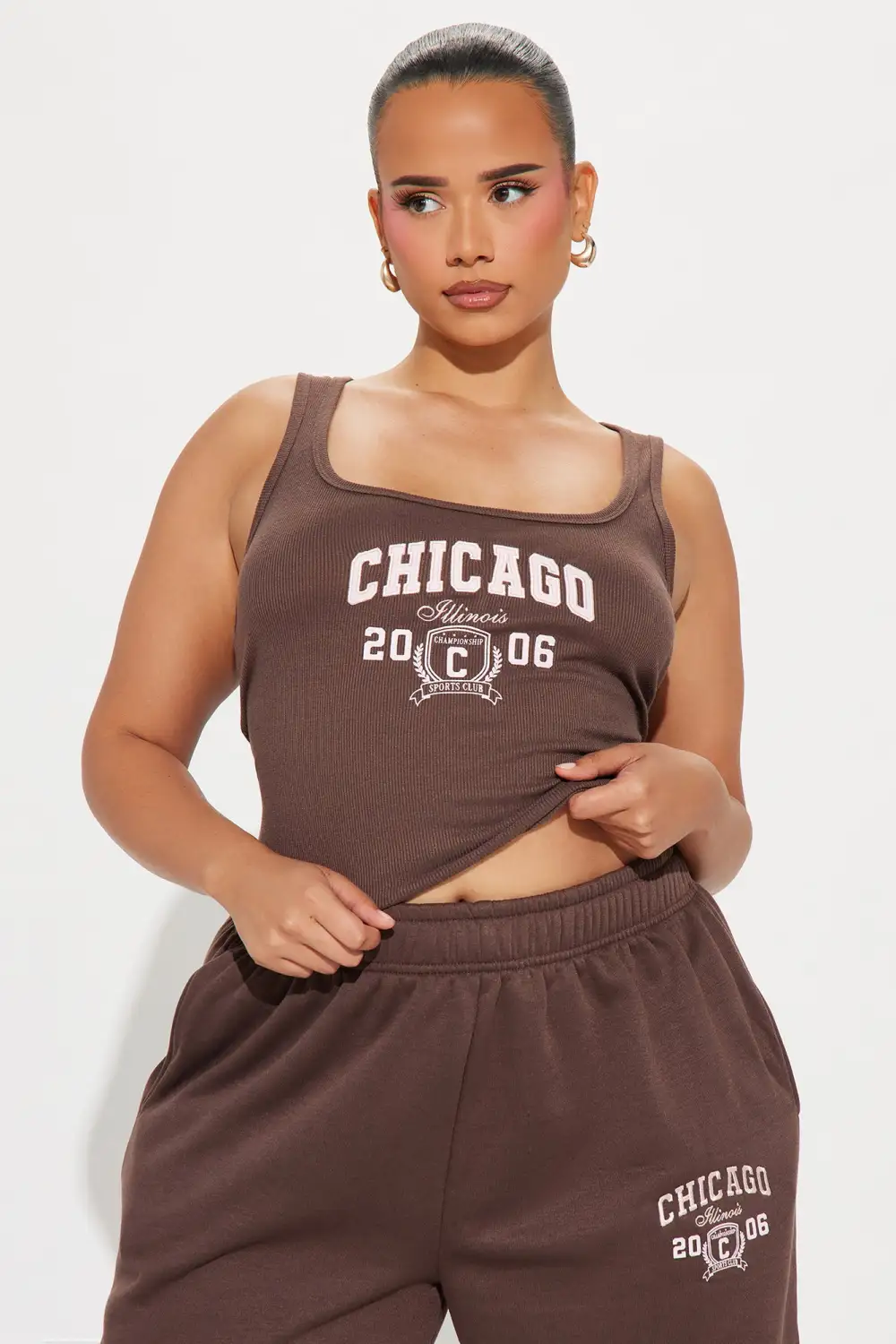 Chi Town Fleece Pant Set - Brown/combo