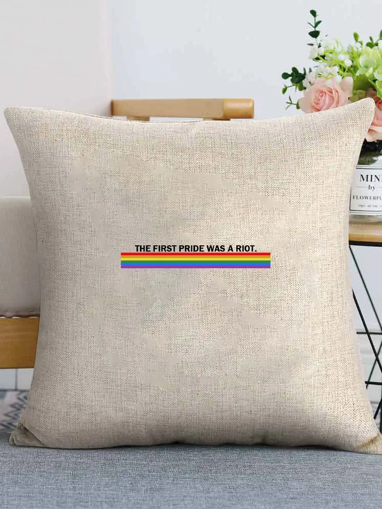 Linen Throw Pillow With The First Pride Was A Riot Throw Pillow