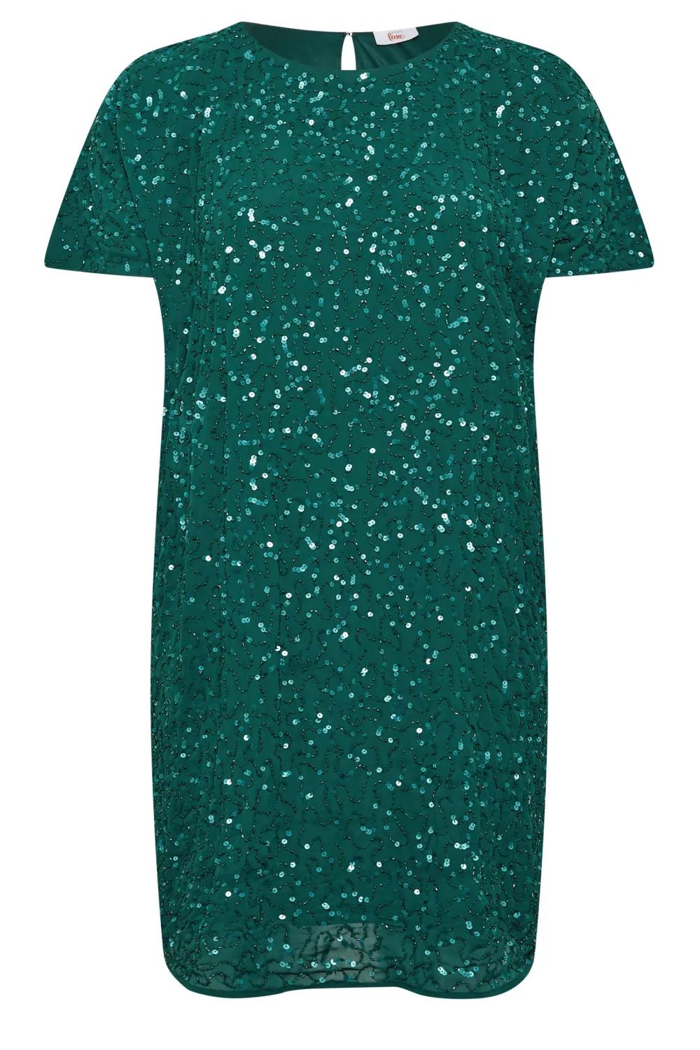 LUXE Curve Teal Green Sequin Hand Embellished Cape Dress