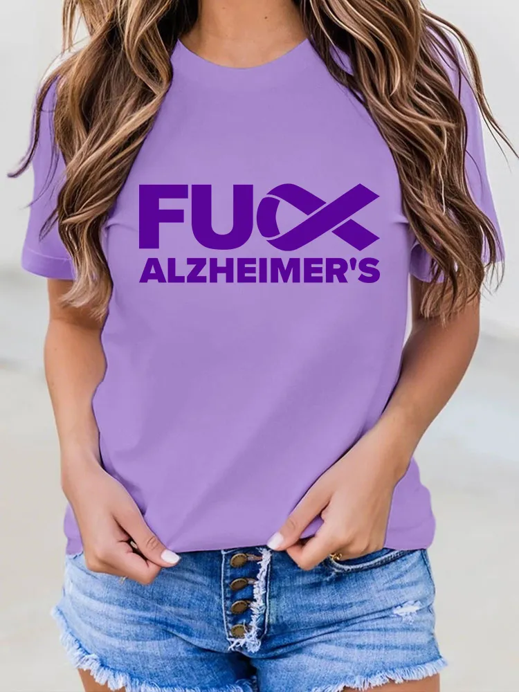 Women'S Fuck Alzheimer'S Round-Neck T-Shirt