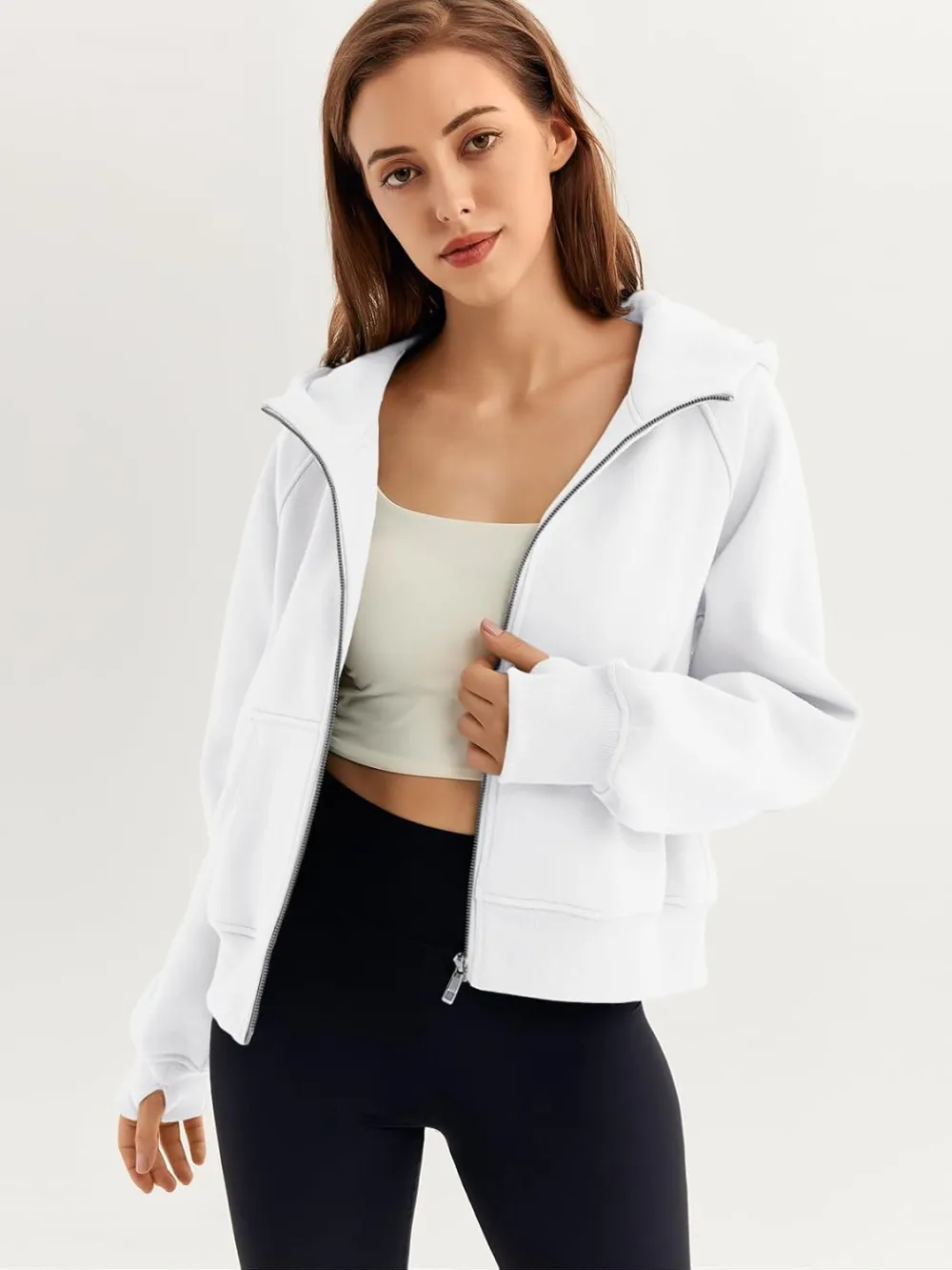 Womens Zip Up Hoodies Fleece Jackets Oversized Sweatshirts Fall Fashion Outfits 2024 Sweaters Winter Clothes