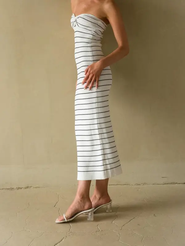 Jaclyn Strapless Twist Front Knit Midi Dress