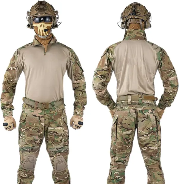 G3 Combat Shirts Camo Military Shirts with 4 Pockets Tactical Assault Long Sleeve for Paintball Airsoft