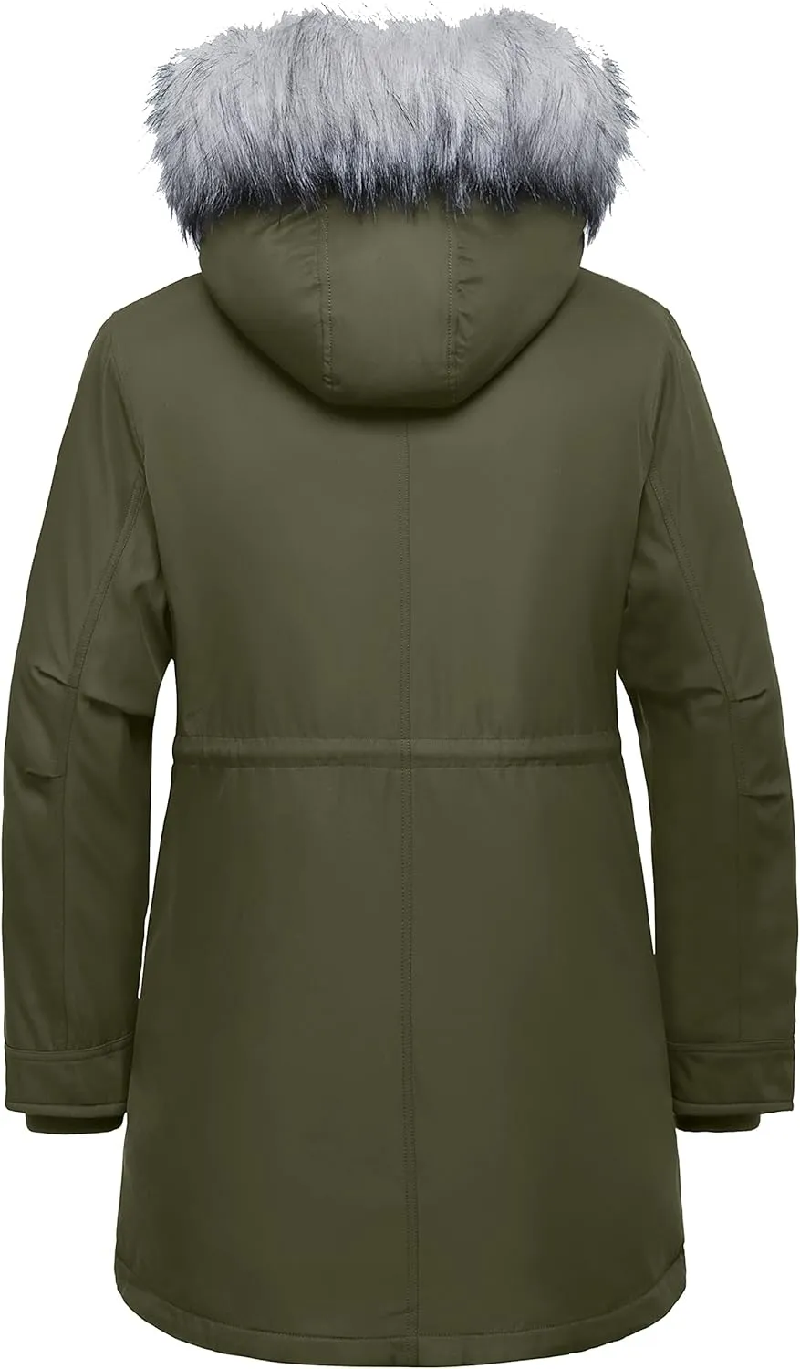 Women's Plus Size Winter Insulated Parka Coat with Faux Fur Hood