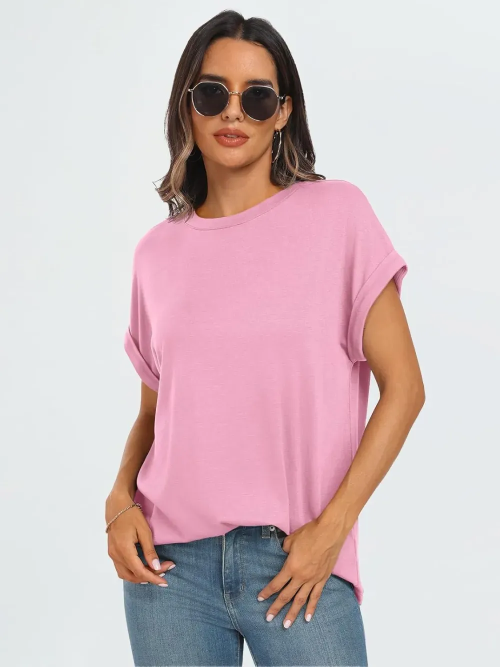 AUTOMET Women Tops Casual Basic T Shirts Loose Fit Crewneck Short Sleeve Summer Outfits
