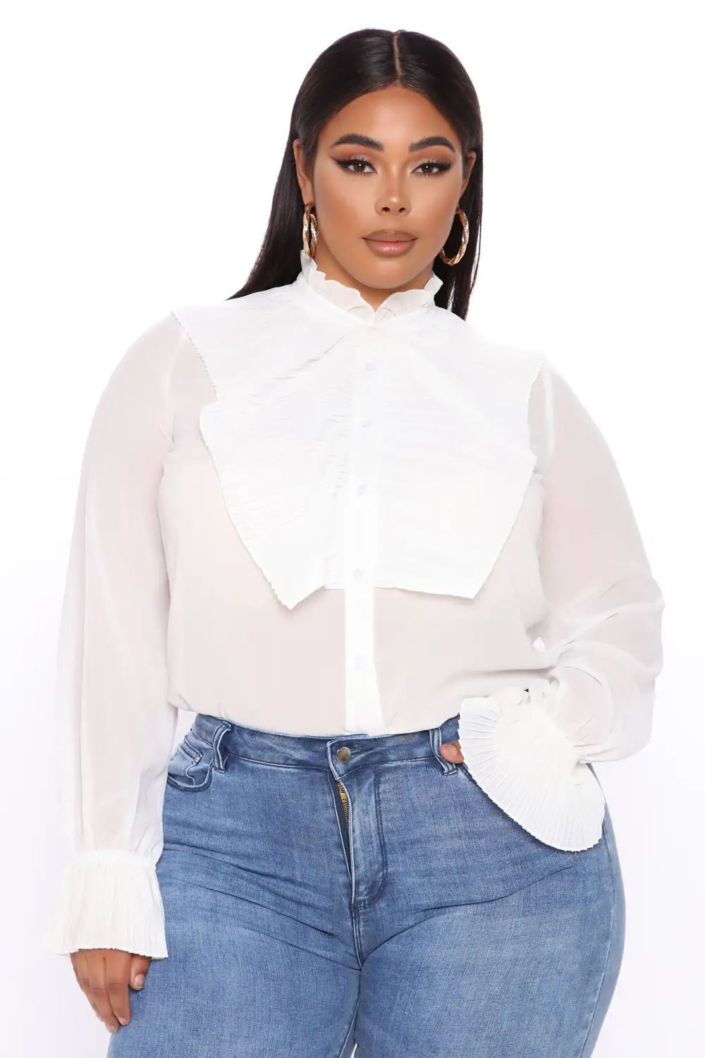 Looking For My Check Ruffle Shirt - White