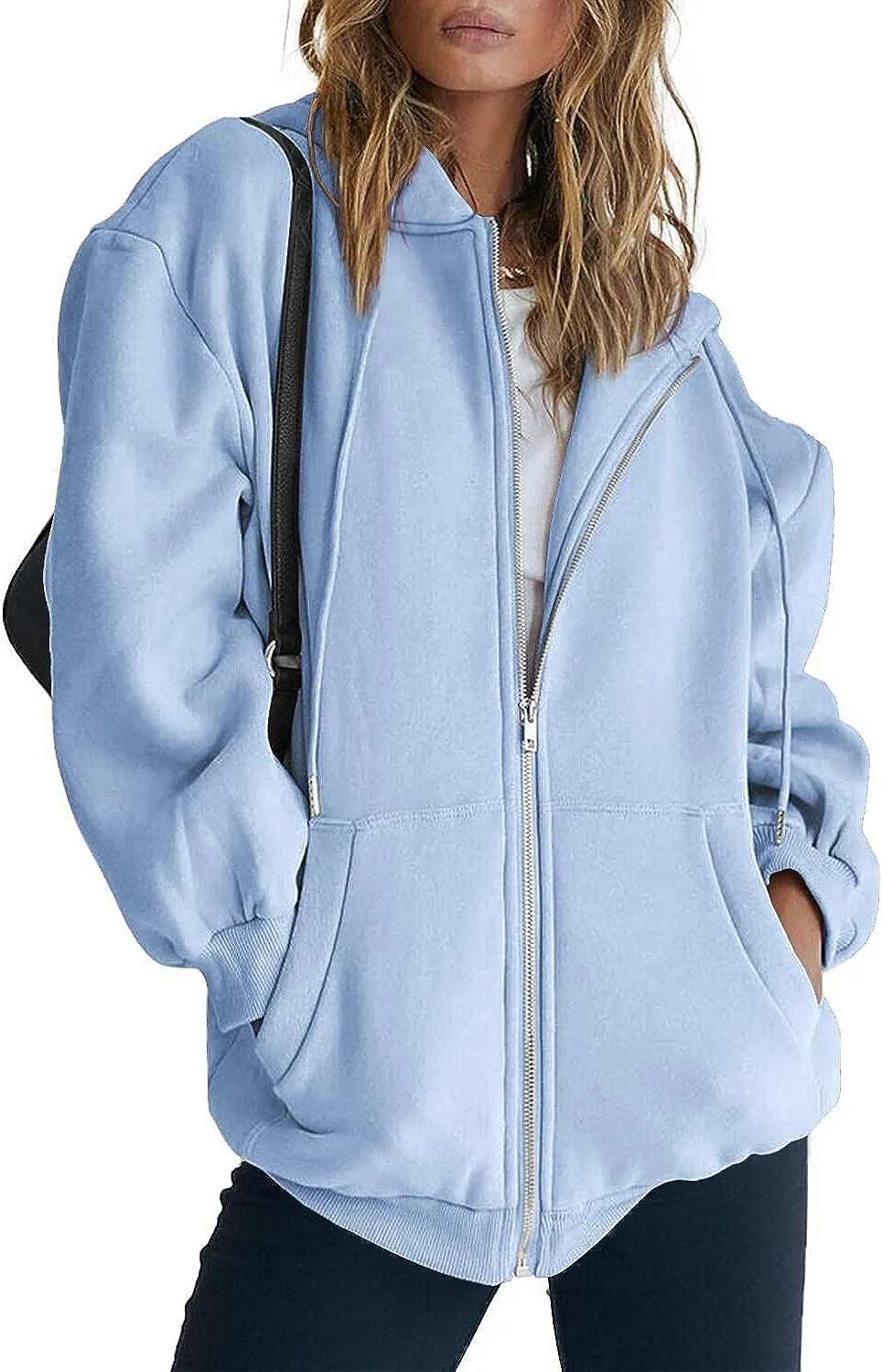 Women's Cute Hoodies Teen Girl Fall Jacket Oversized Sweatshirts Casual Drawstring Zip Up Y2K Hoodie with Pocket
