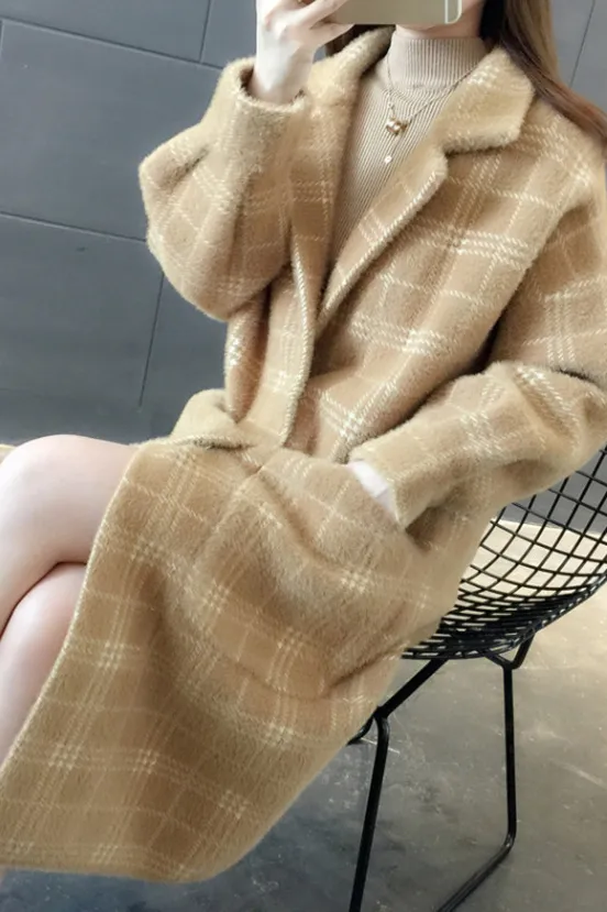 Oversized Faux Mink long lapel coat