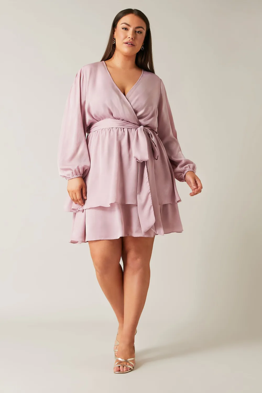 Evans Purple Twisted Ruffle Dress