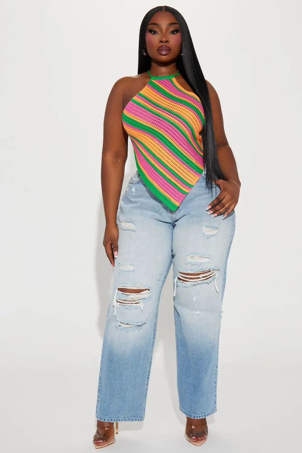 Swirl Crochet Top - Pink/combo