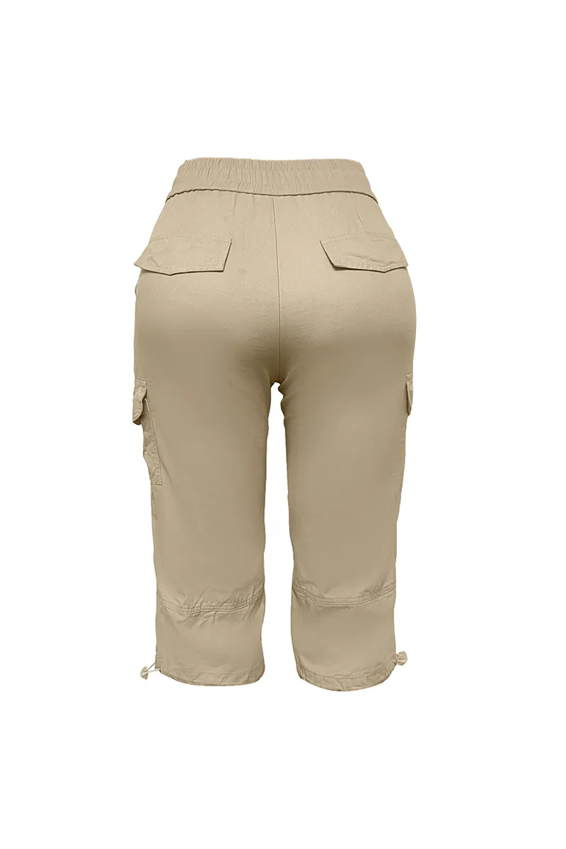 Drawstring Pocket Side Low Waist Pants
