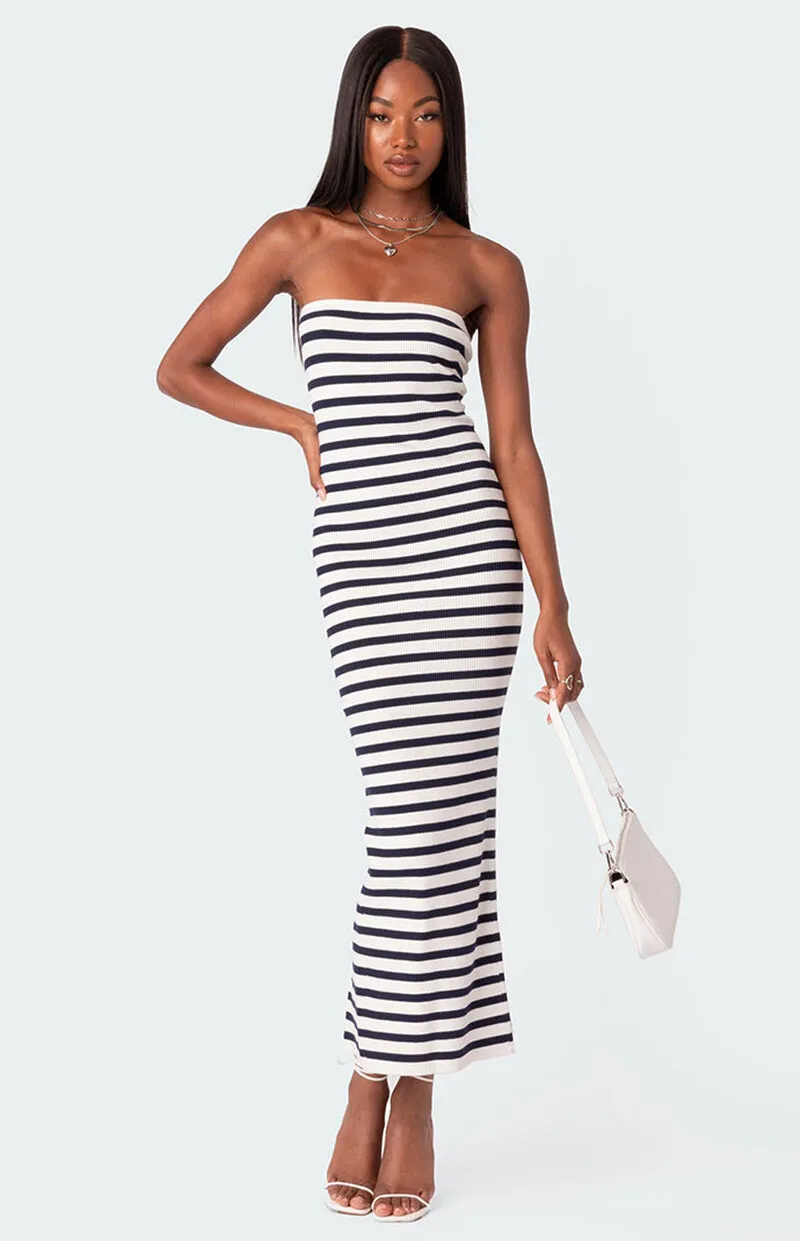 Edikted Knit Back Slitted Maxi Dress