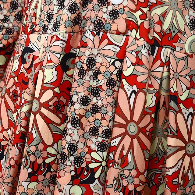 Women's Casual Dress Ethnic Dress Midi Dress Red Half Sleeve Floral Print Fall Spring Summer V Neck Casual Vacation 2023 S M L XL XXL 3XL