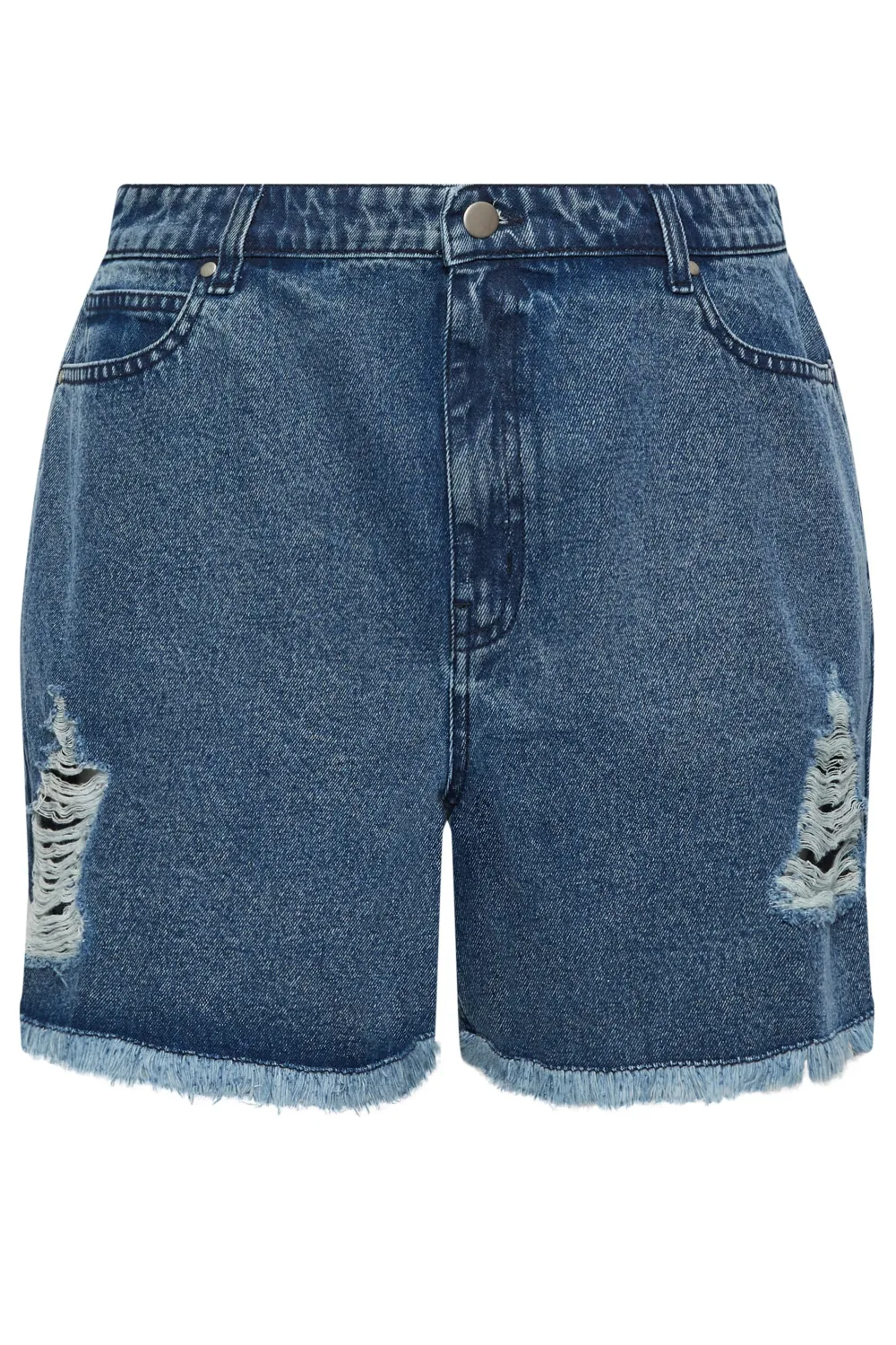 YOURS Curve Mid Blue Floaty Denim Shorts