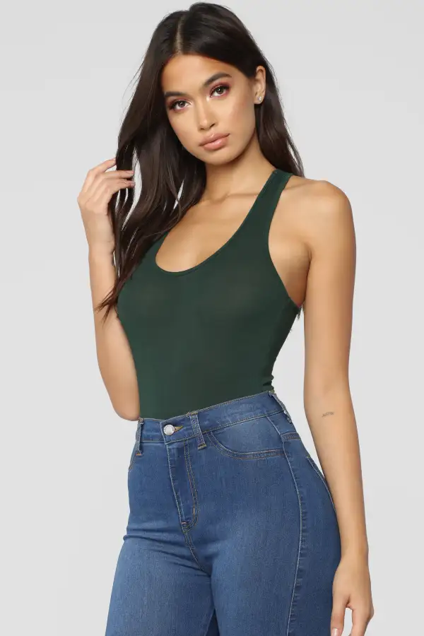 Davina Basic Tank Bodysuit - Hunter