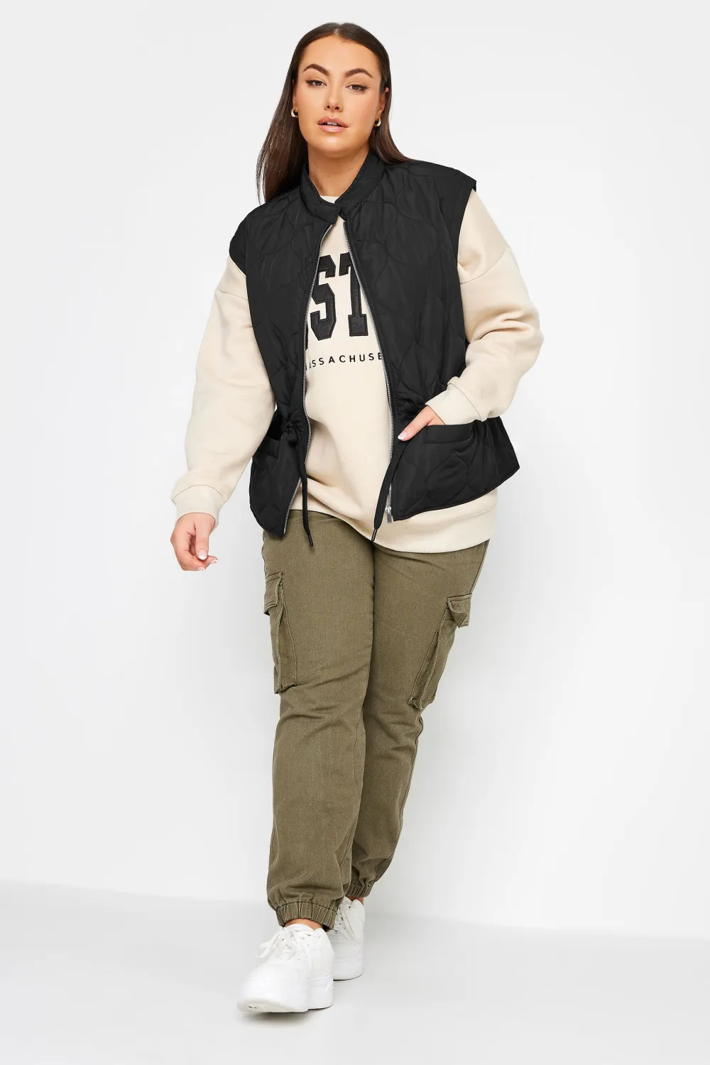 YOURS Curve Beige Brown Cropped Boxy Gilet