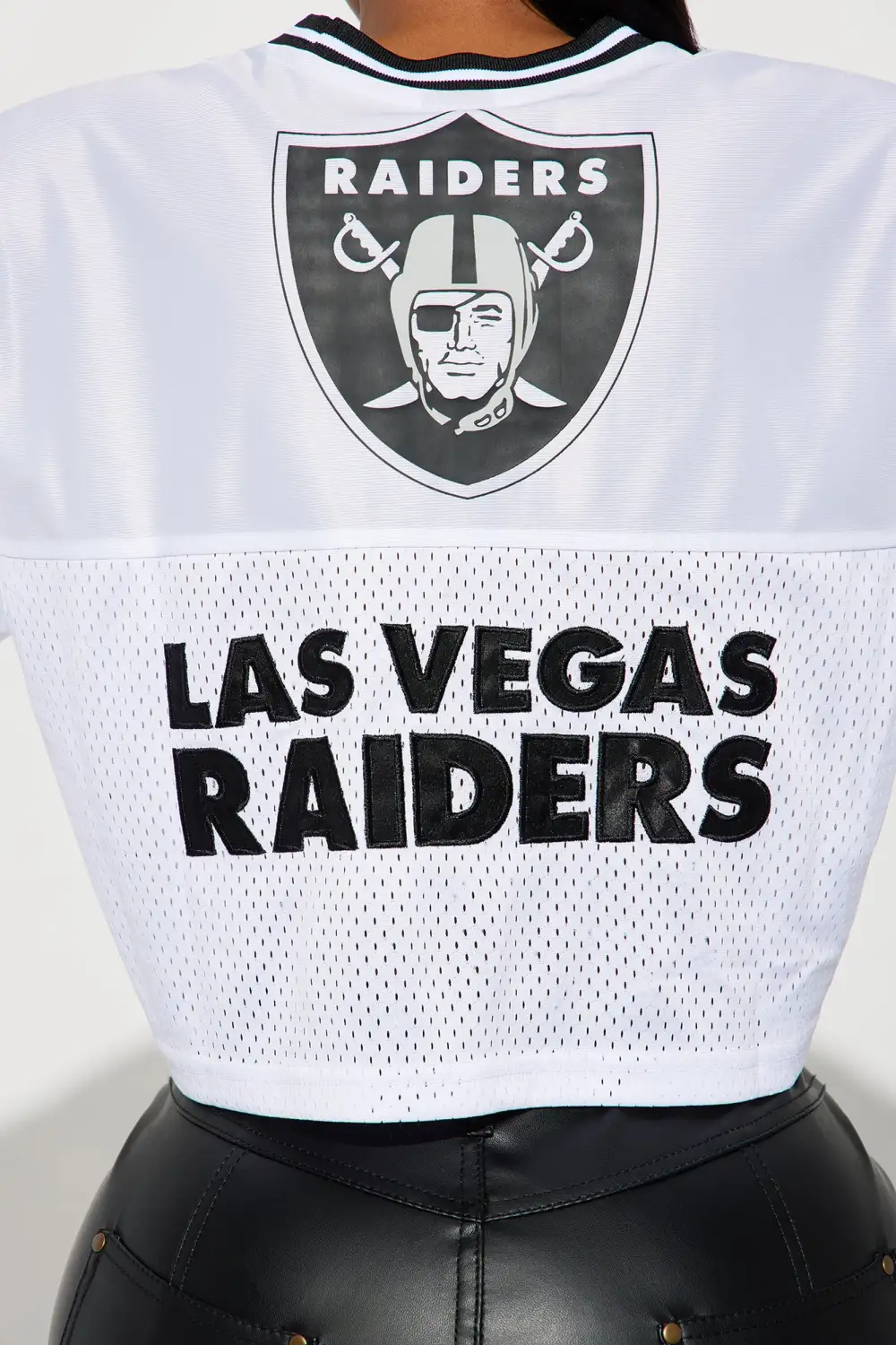Raiders Fight Song Cropped Mesh Top - White/combo