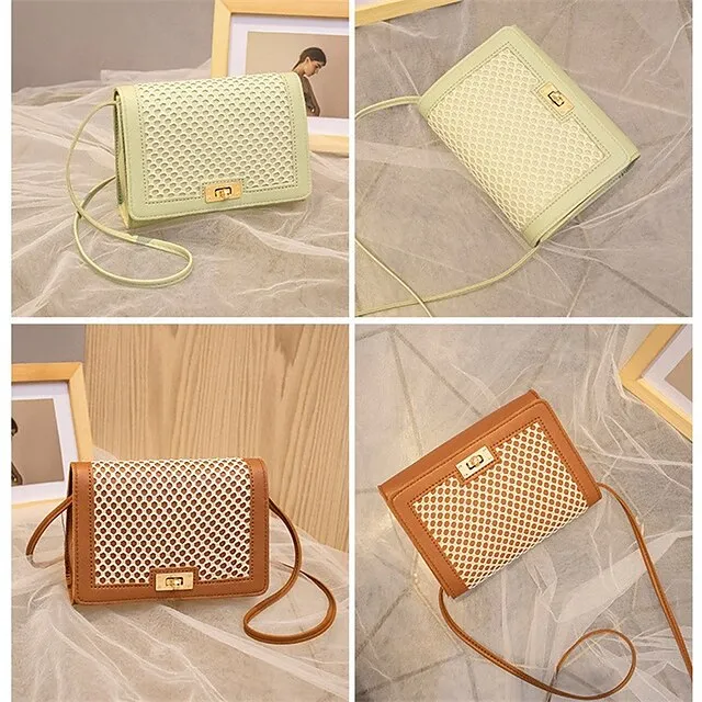 Summer New Women's Messenger Bag Fashion All-match Small Square Bag Trend Mesh Bag Hit Color One-shoulder Mobile Phone Bag
