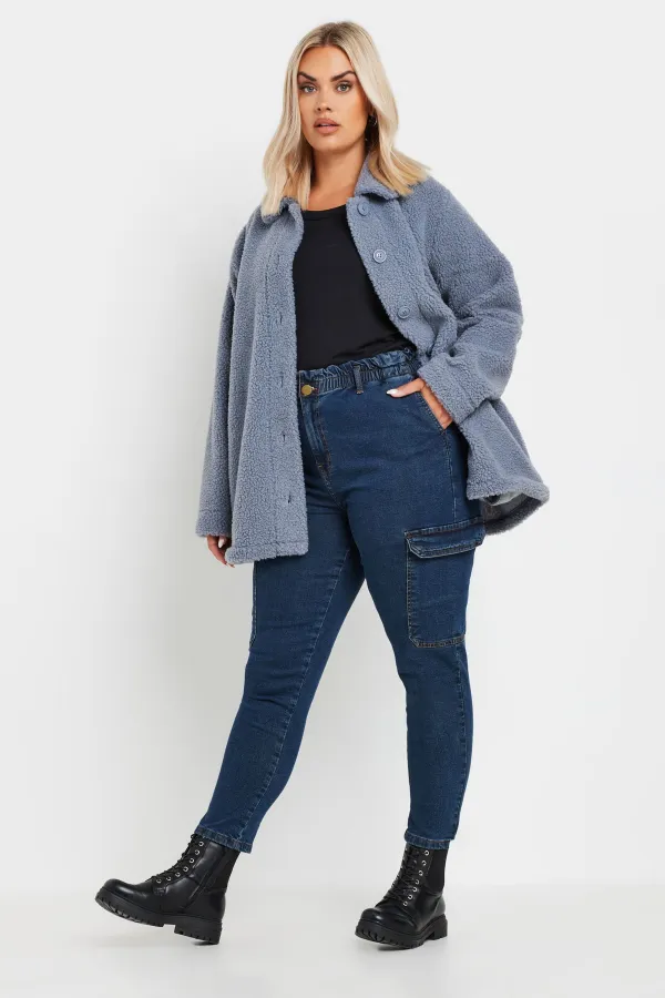 YOURS Curve Black Cargo Mom Jeans