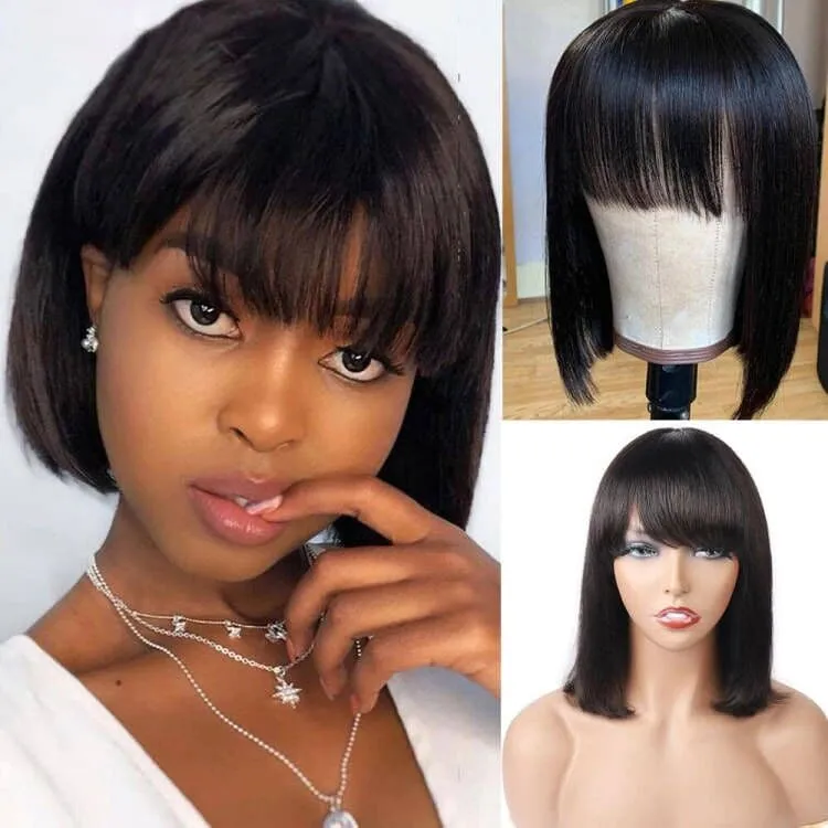 Sterly Bob Wigs No Sew in Beginner Friendly Straight Bob Wigs With Bang