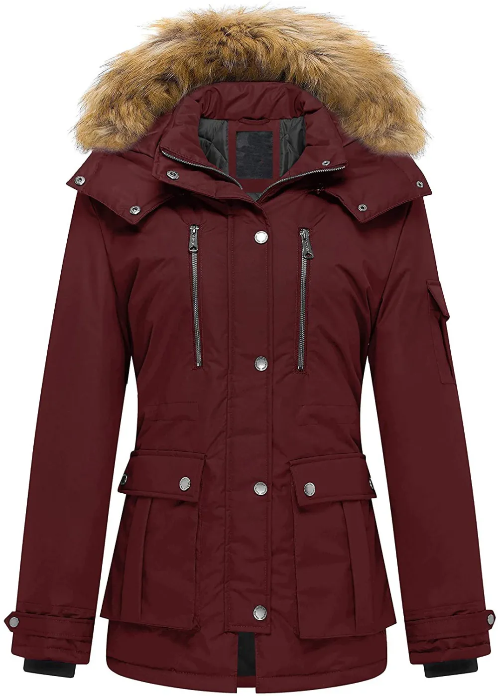 Women's Quilted Winter Coat Warm Puffer Jacket Thicken Parka with Removable Hood
