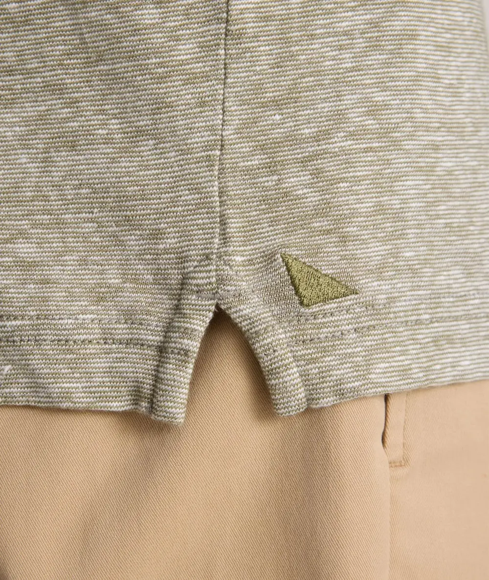 Cotton-Linen Johnny Collar Polo