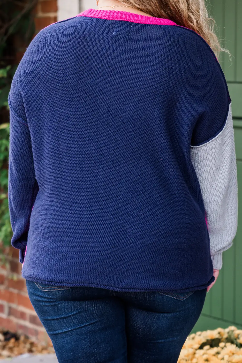 Snowy Owl Sweater, Fuchsia-Navy