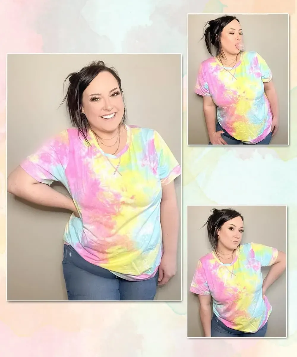 TIYOMI Plus Size T Shirt for Women Short Sleeve Tunic Cross Line Shirts Round Neck Tops Summer Blouse XL-5XL 14-28