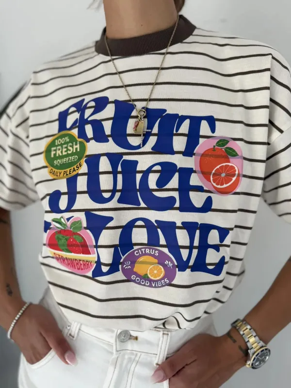 Graphic Crewneck Cotton Tee Layering Top