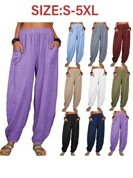 Women's Pure Color Casual Cotton Pants