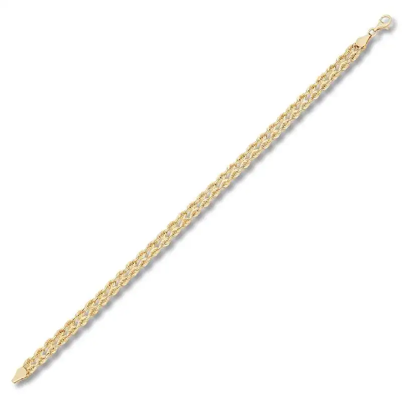 Hollow Double Rope Chain Bracelet 10K Yellow Gold 7.5