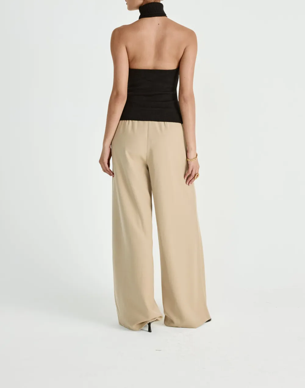 High-Waisted Wide-Leg Trousers With Pleated Details