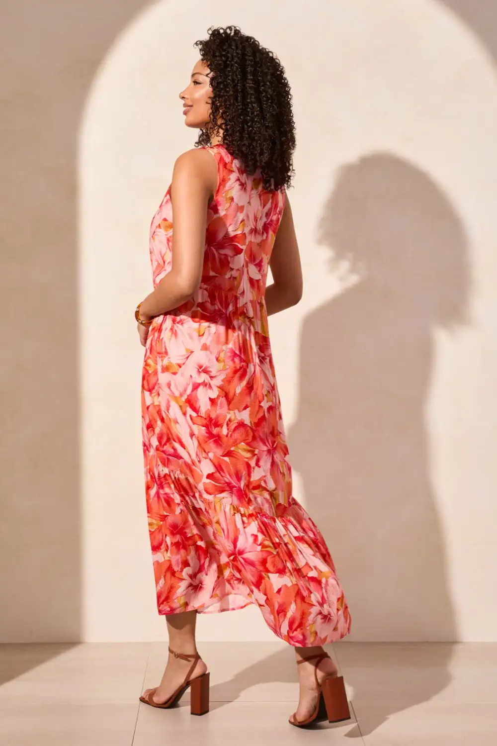 Printed Jacquard Sleeveless Maxi Dress-Coralsky