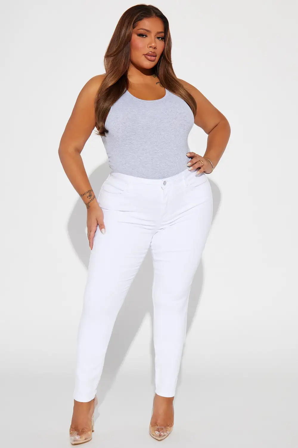 Classic Mid Rise Skinny Jeans - White