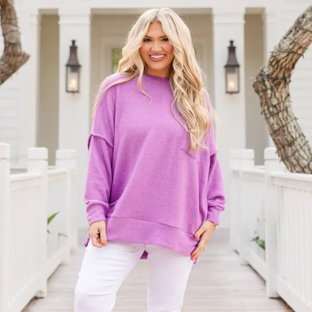 Just Take A Break Sweater, Bright Violet