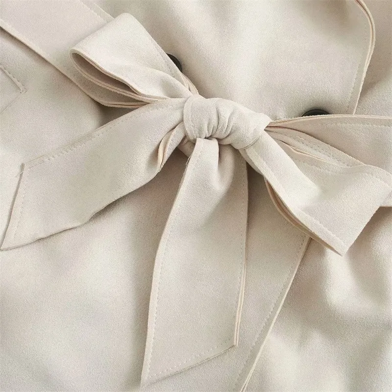 Solid Casual Front Tie Lapel Coat