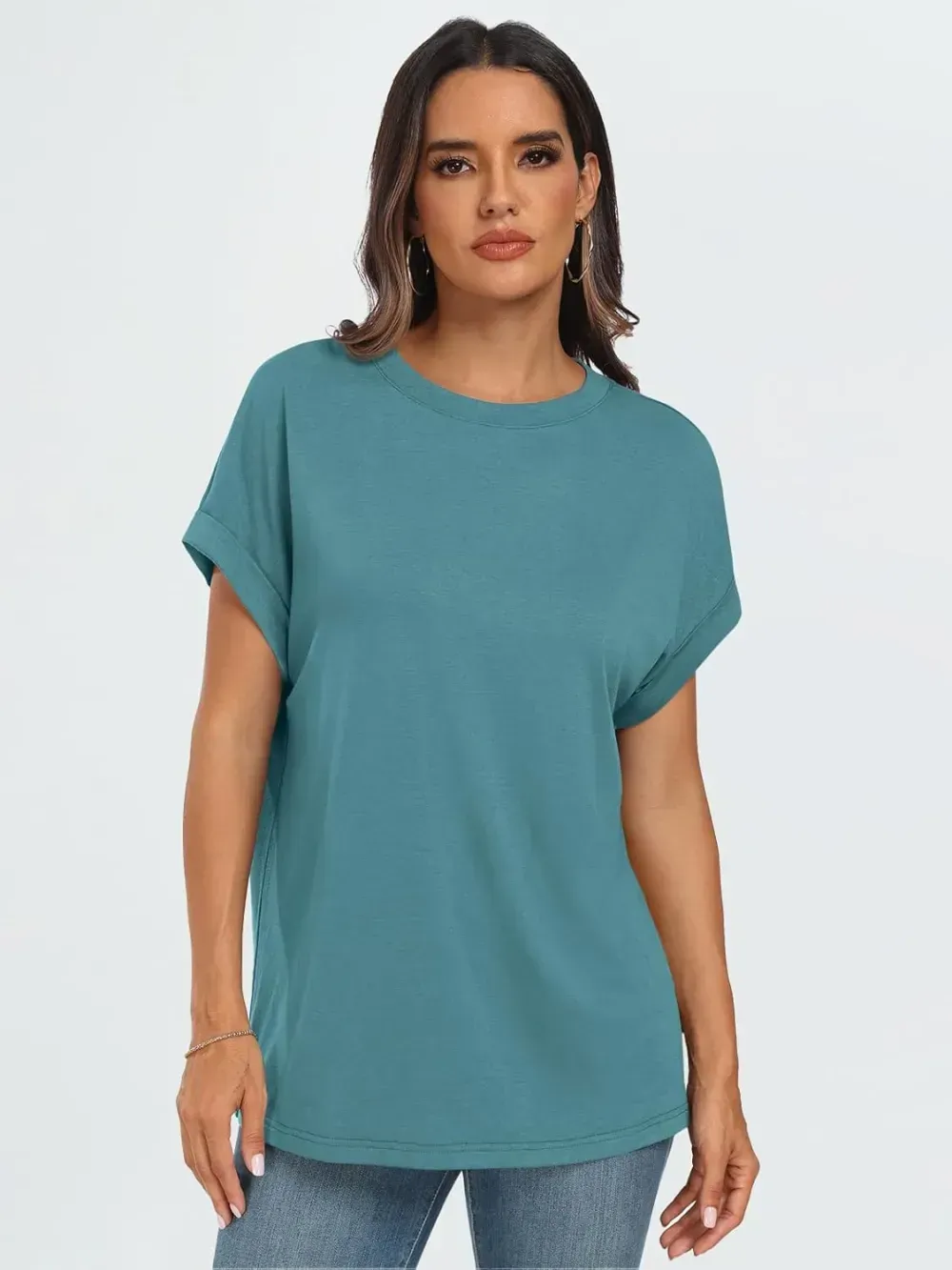 AUTOMET Women Tops Casual Basic T Shirts Loose Fit Crewneck Short Sleeve Summer Outfits