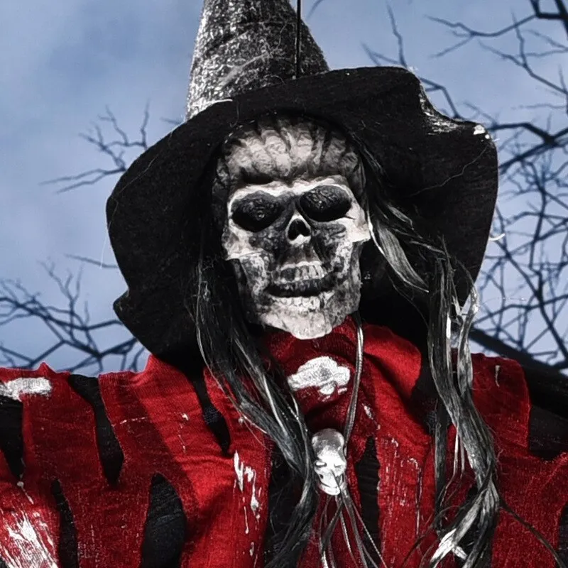 Halloween Decoration Terror Props Ghost House Decoration Sound Emitting Sound Control Skeleton Ghost Head